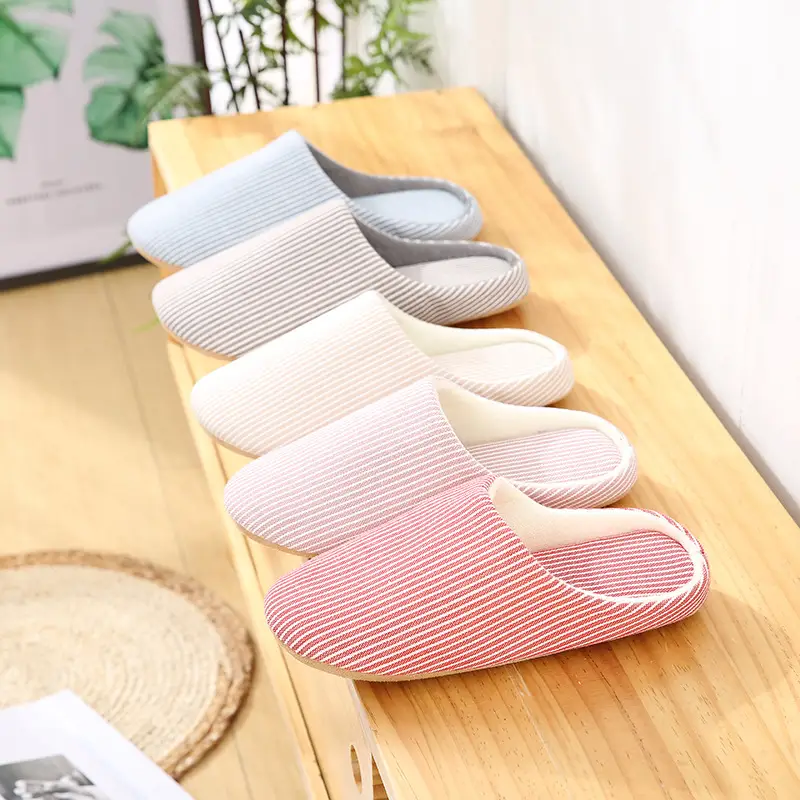 Machine washable soft bottom Japanese style home wooden floor silent indoor slippers spring, summer, autumn and winter men's and women's cotton slippers - Image 7