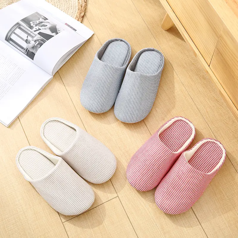 Machine washable soft bottom Japanese style home wooden floor silent indoor slippers spring, summer, autumn and winter men's and women's cotton slippers - Image 9