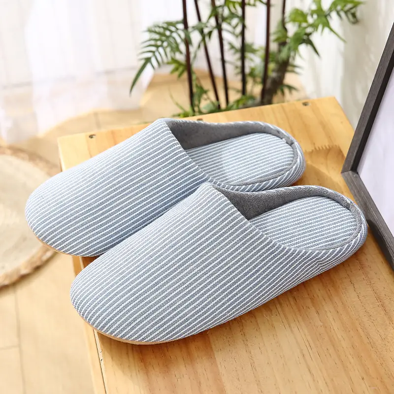 Machine washable soft bottom Japanese style home wooden floor silent indoor slippers spring, summer, autumn and winter men's and women's cotton slippers - Image 4