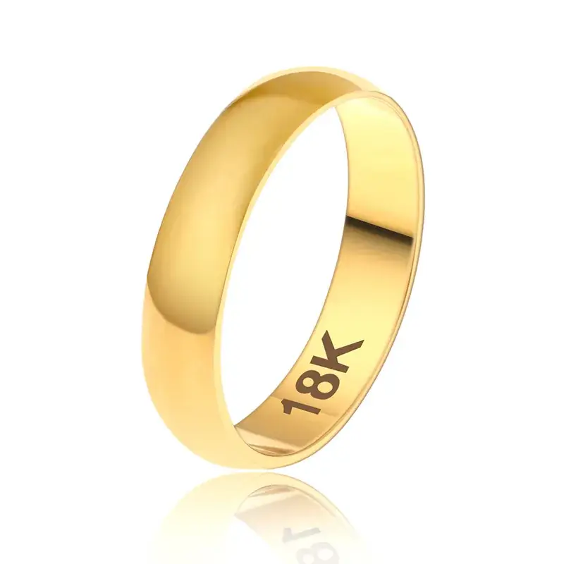 18K Gold Couple Ring for Men Women 20mm Smooth Finish - Image 4