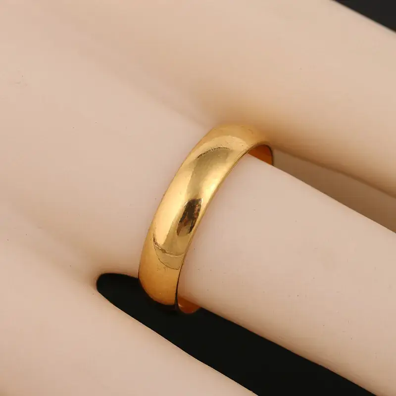 18K Gold Couple Ring for Men Women 20mm Smooth Finish - Image 6