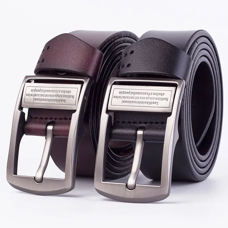 Men's Black Genuine Leather Pin Buckle Belt - Image 6