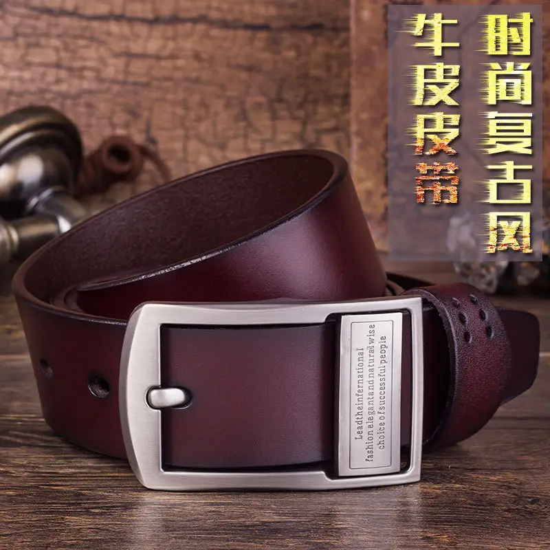 Men's Black Genuine Leather Pin Buckle Belt - Image 7