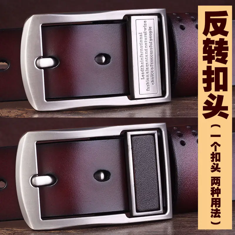 Men's Black Genuine Leather Pin Buckle Belt - Image 8