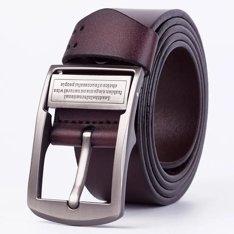 Men's Black Genuine Leather Pin Buckle Belt - Image 2