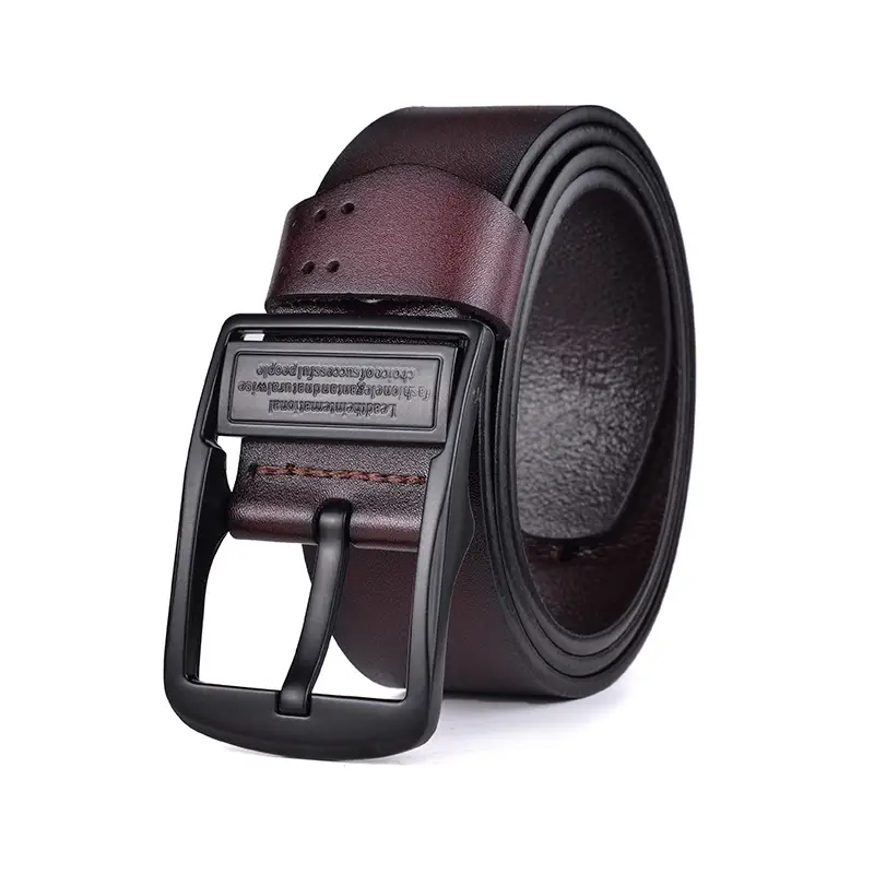 Men's Black Genuine Leather Pin Buckle Belt - Image 4