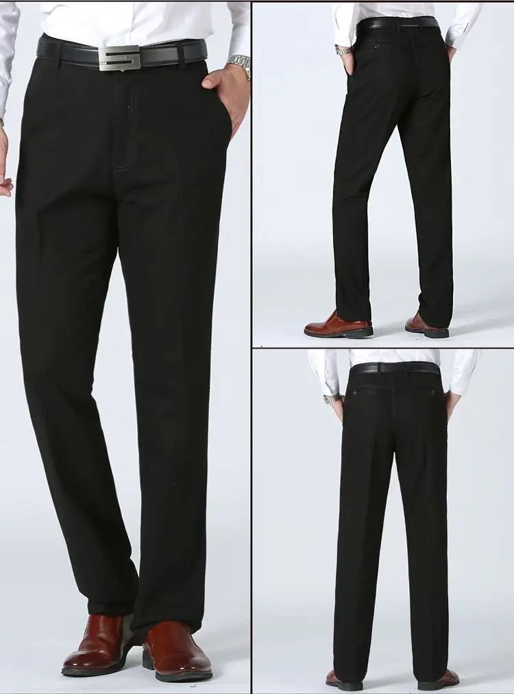 Autumn Winter Men's High Waist Business Pants Brown — feature 16