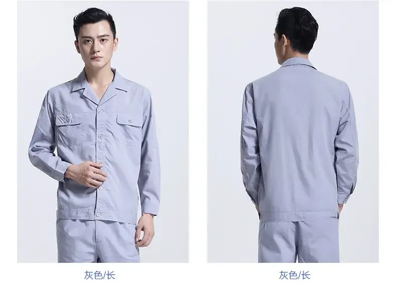 Men Light Blue Long Sleeve Work Suit Summer Labor Protection - Image 8