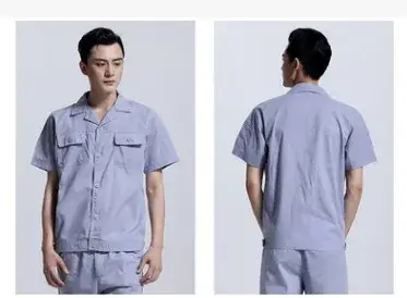 Men Light Blue Long Sleeve Work Suit Summer Labor Protection - Image 2