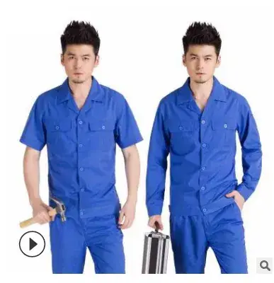 Men Light Blue Long Sleeve Work Suit Summer Labor Protection - Image 3
