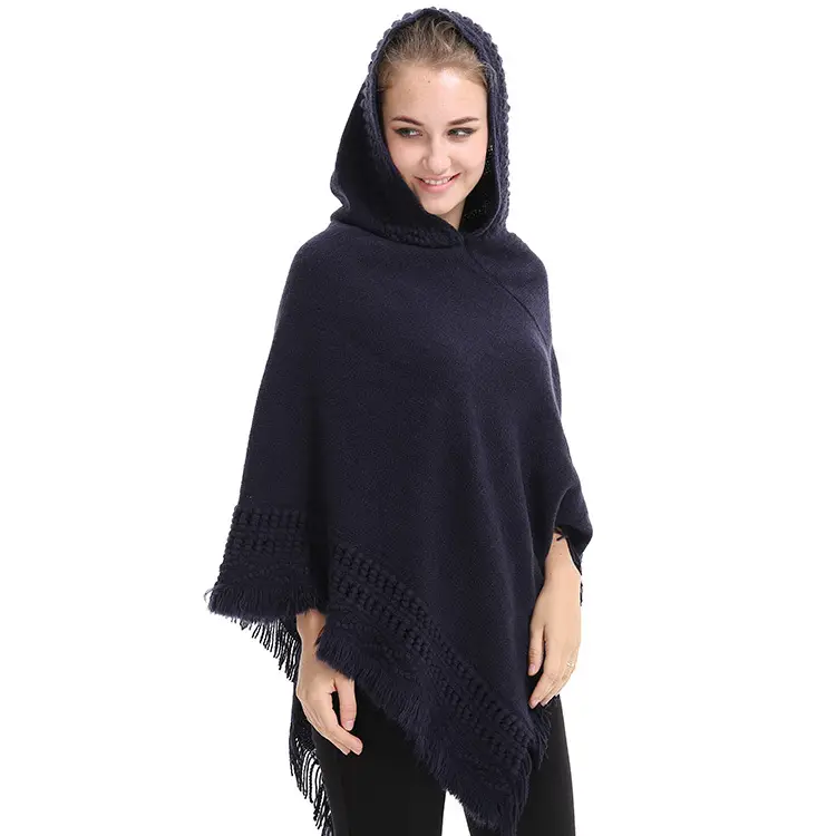 Women's Cream Knitted Hooded Shawl Large - Image 14