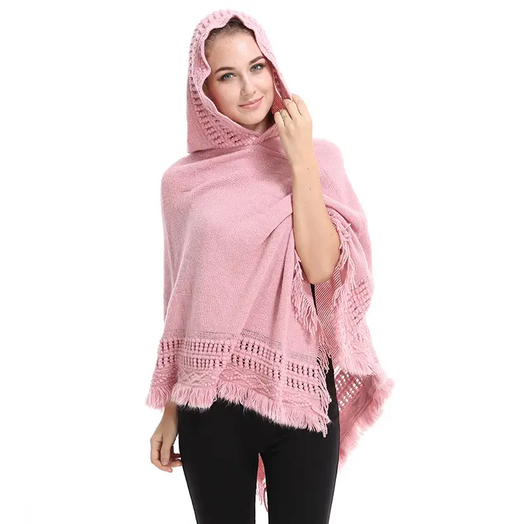 Women's Cream Knitted Hooded Shawl Large - Image 16