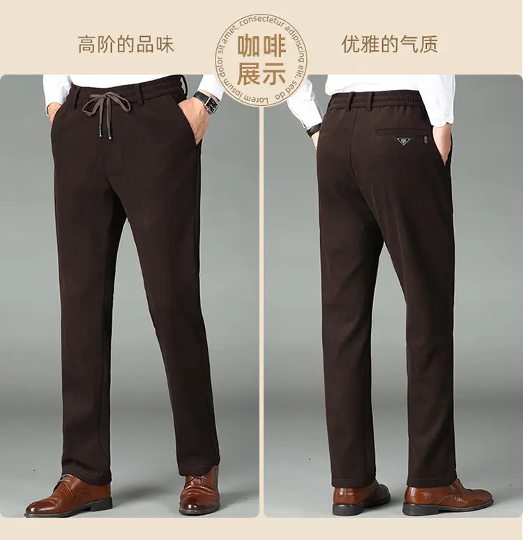 Men's Black Wool Warm Trouser High Waist Straight Cut — feature 17