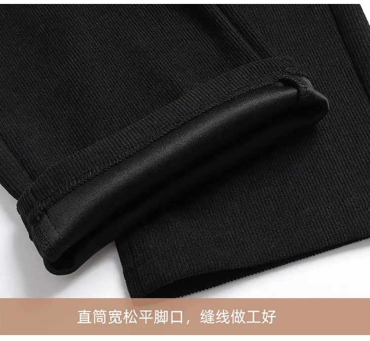 Men's Black Wool Warm Trouser High Waist Straight Cut — feature 27