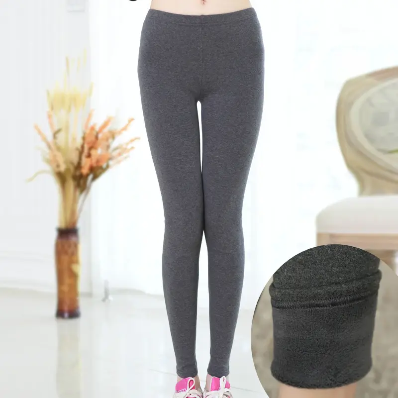 Fleece Leggings Women Warm Thick Black 6 Size - Image 2