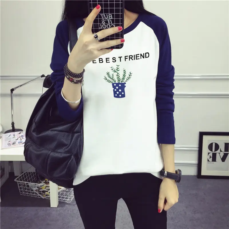 Women's Long Sleeve Printed T-Shirt White Blue 1986 Design - Image 10