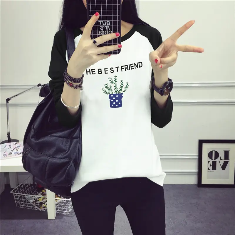 Women's Long Sleeve Printed T-Shirt White Blue 1986 Design - Image 9