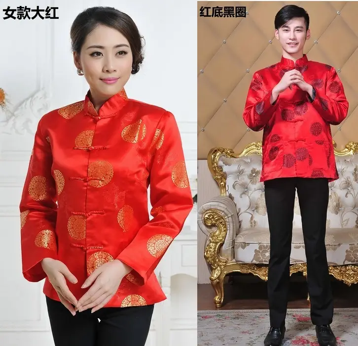 Red Long Sleeve Chinese Tang Suit for Men