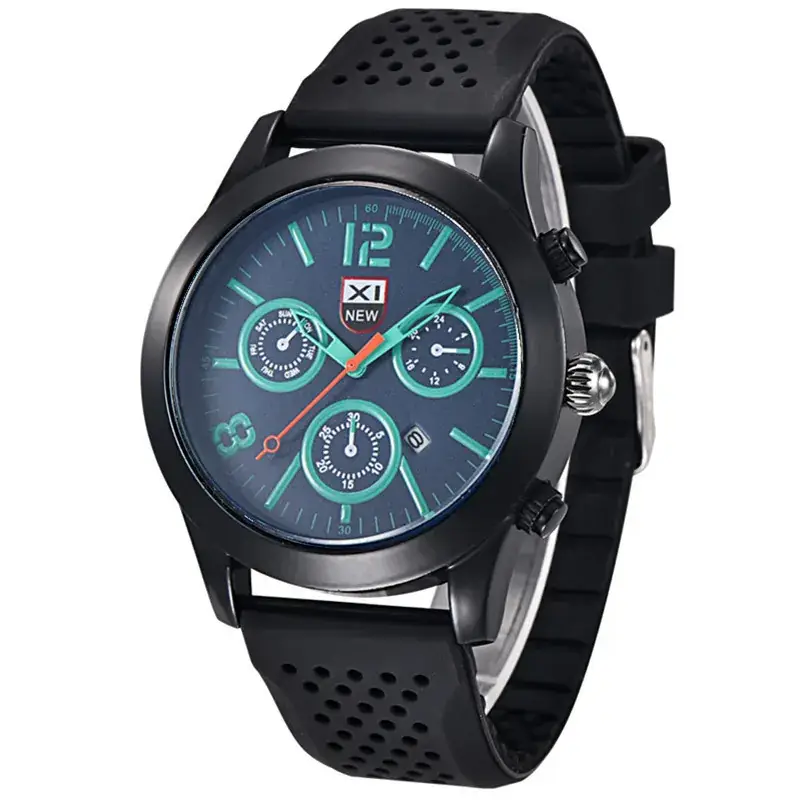 Men's Black Silicone Sports Quartz Wrist Watch - Image 7