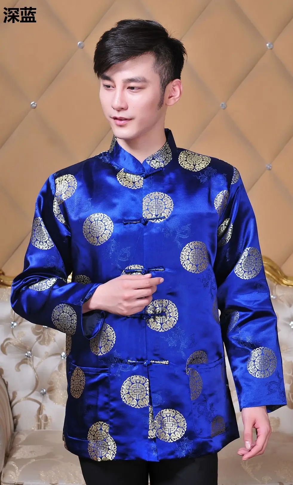 Dark Blue Long-Sleeved Chinese Tang Suit Men — feature 13