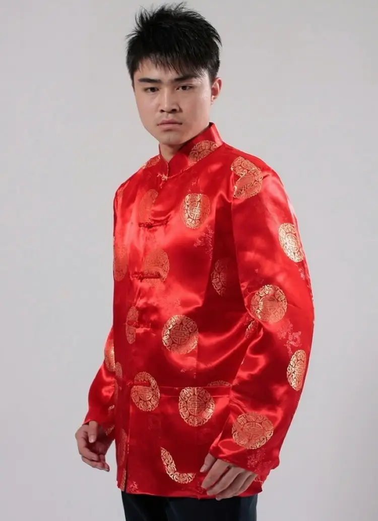 Men's Red Traditional Tang Suit Long Sleeve Ethnic Festive Wear — feature 4
