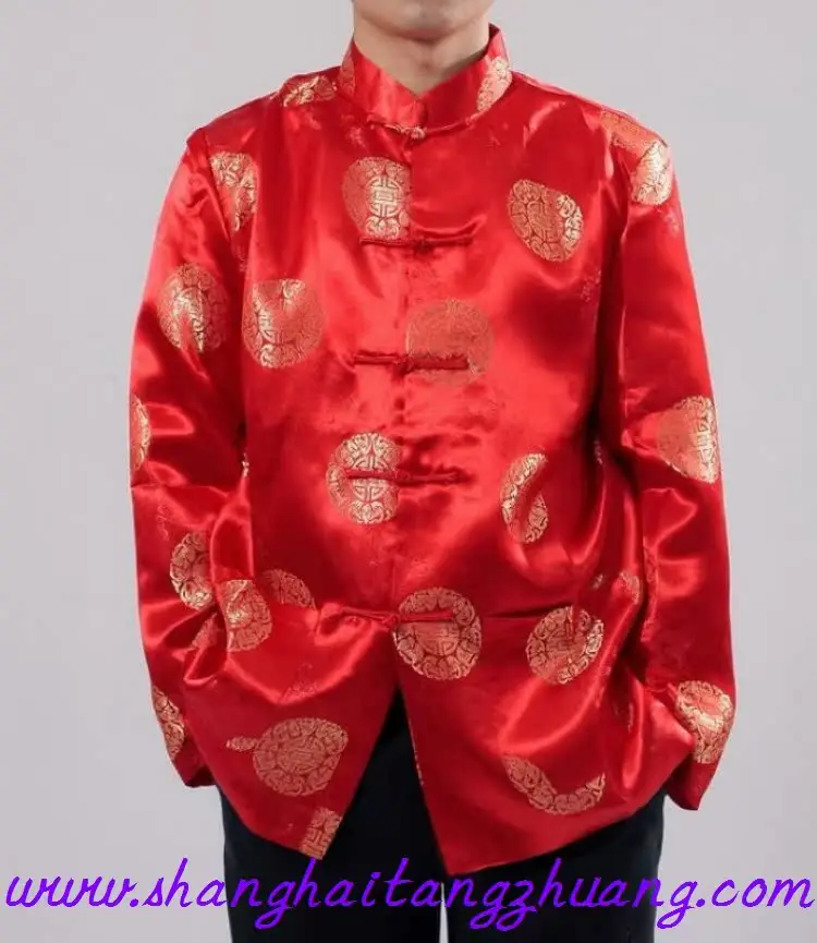Men's Red Traditional Tang Suit Long Sleeve Ethnic Festive Wear — feature 5