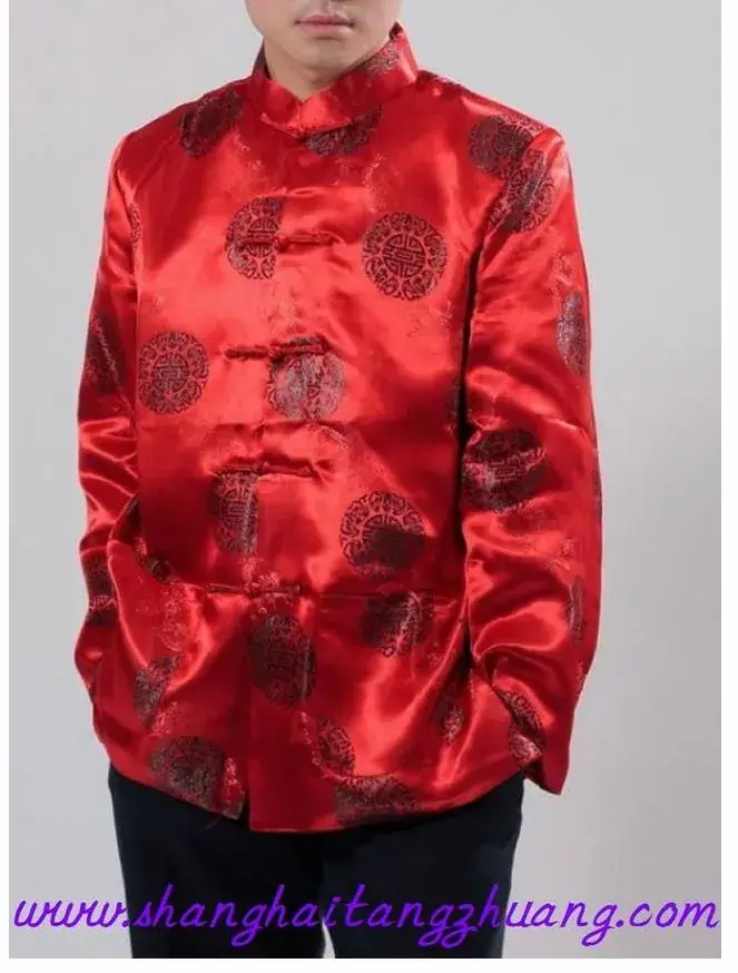 Men's Red Traditional Tang Suit Long Sleeve Ethnic Festive Wear - Image 2