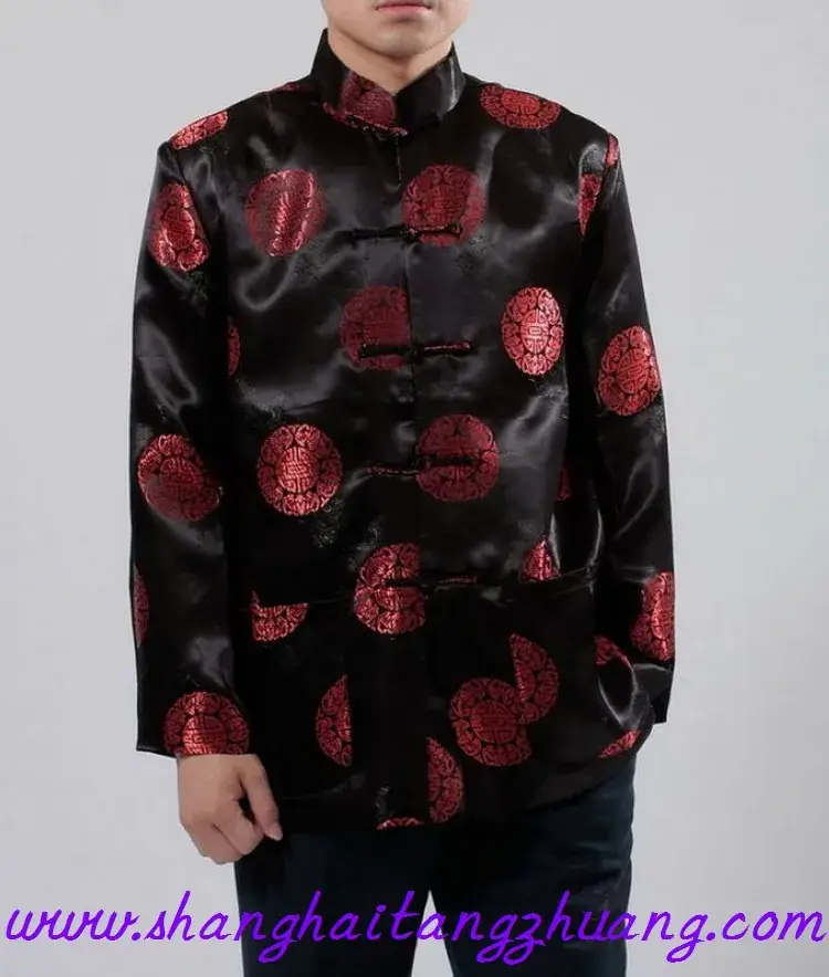 Men's Red Traditional Tang Suit Long Sleeve Ethnic Festive Wear - Image 4