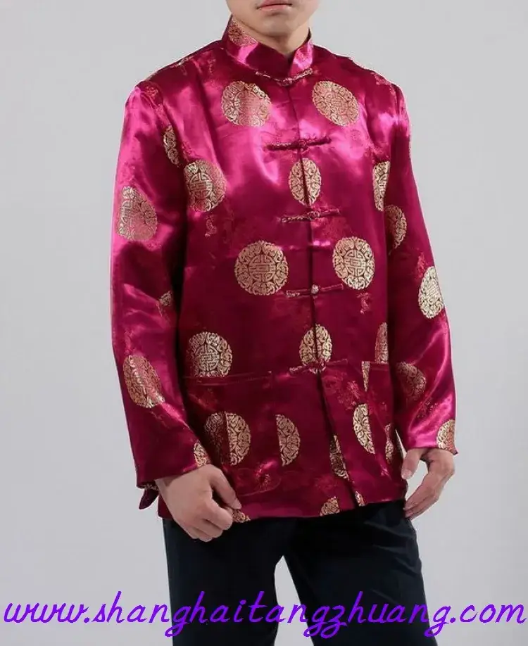 Men's Red Traditional Tang Suit Long Sleeve Ethnic Festive Wear - Image 6