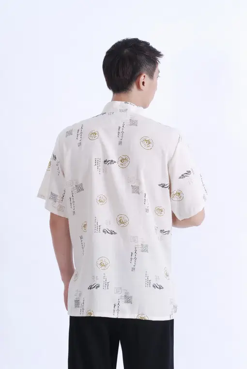 Wholesale Printed White Ruyi Men's Short Sleeve T-shirt — feature 5