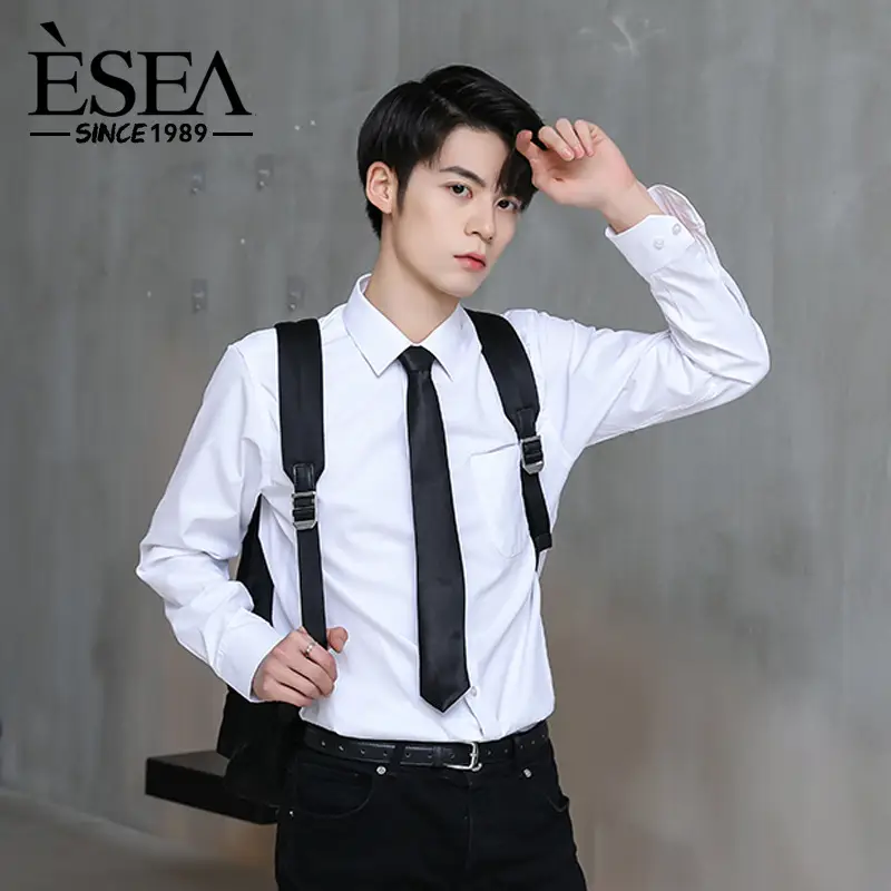 Black Slim Fit Long Sleeve Shirt for Men - Image 19