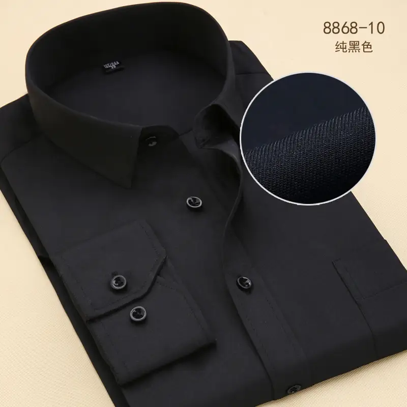 Black Slim Fit Long Sleeve Shirt for Men - Image 9