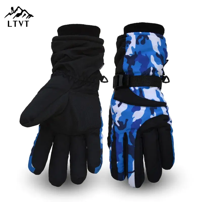 Factory Outdoor Skiing Gloves Pink Patterned Winter Warm Non-Slip - Image 15
