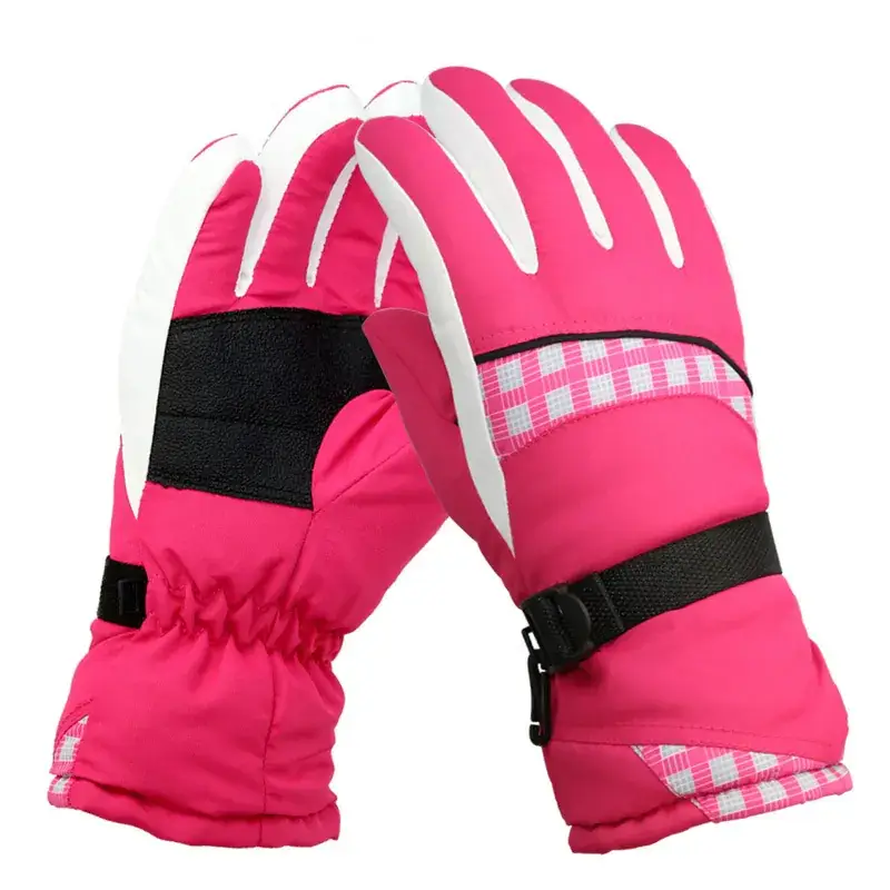 Factory Outdoor Skiing Gloves Pink Patterned Winter Warm Non-Slip - Image 9