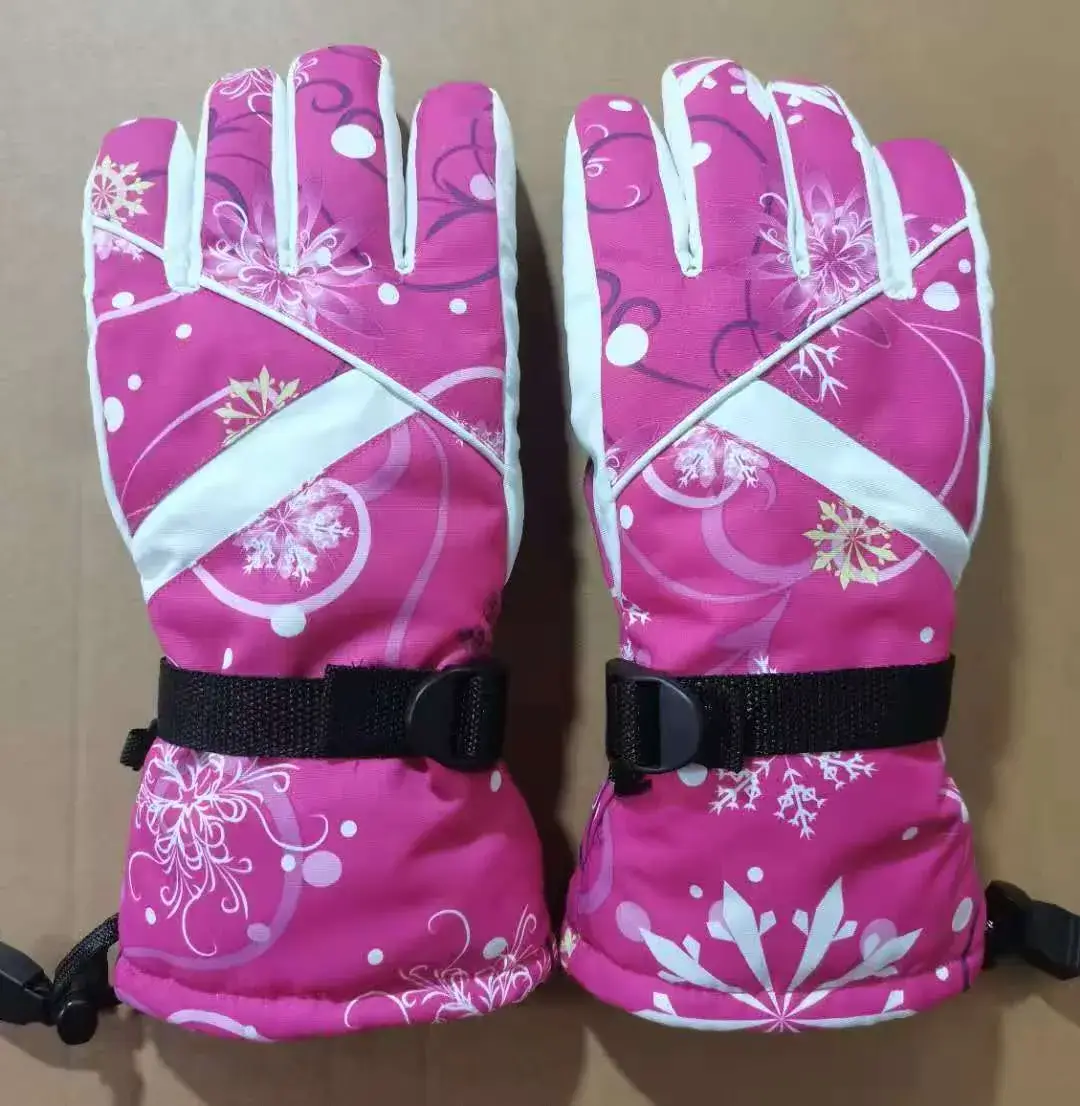 Factory Outdoor Skiing Gloves Pink Patterned Winter Warm Non-Slip - Image 10