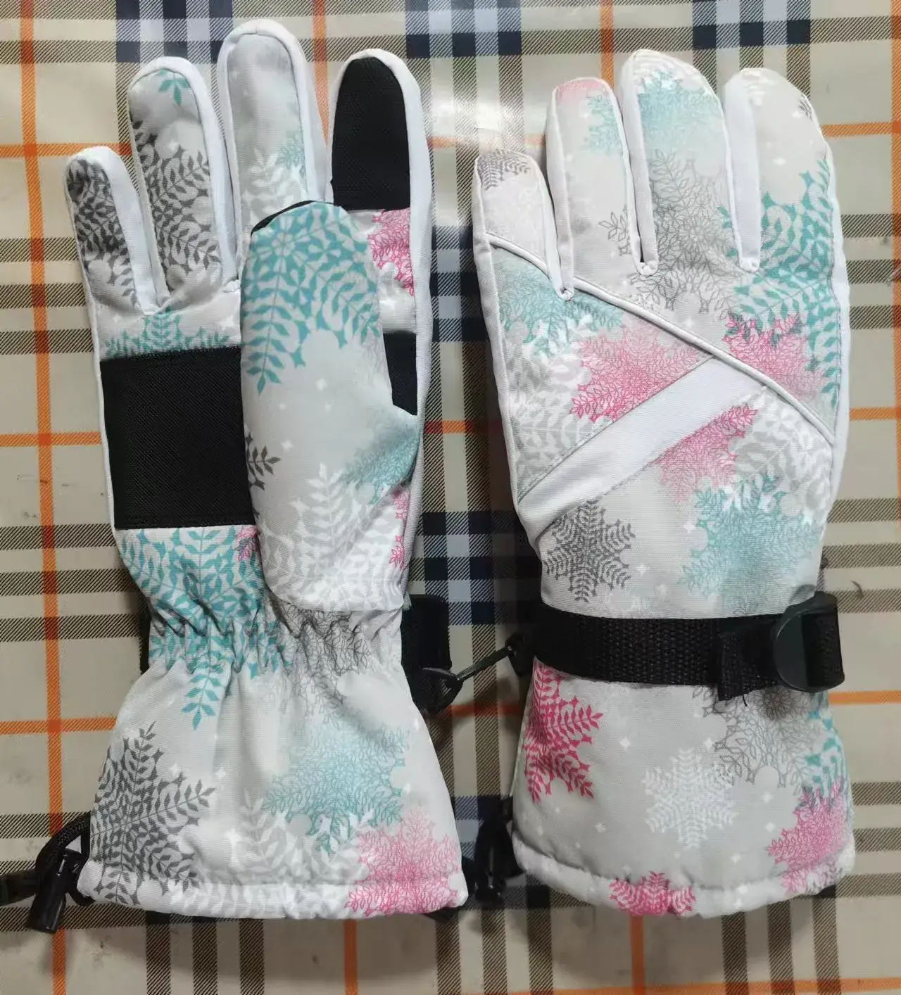 Factory Outdoor Skiing Gloves Pink Patterned Winter Warm Non-Slip - Image 11