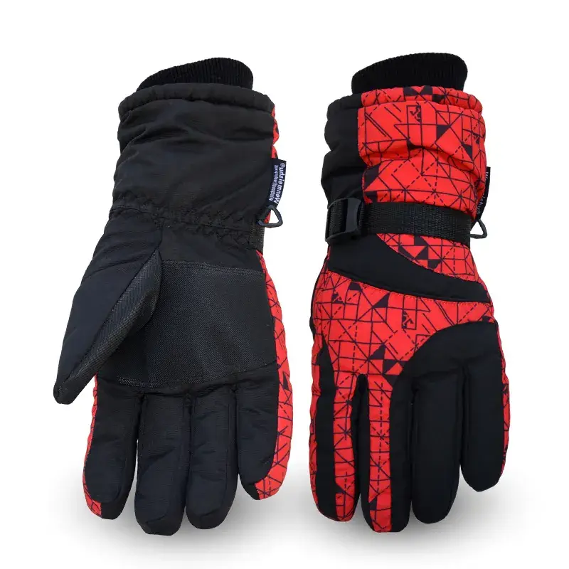 Factory Outdoor Skiing Gloves Pink Patterned Winter Warm Non-Slip - Image 4