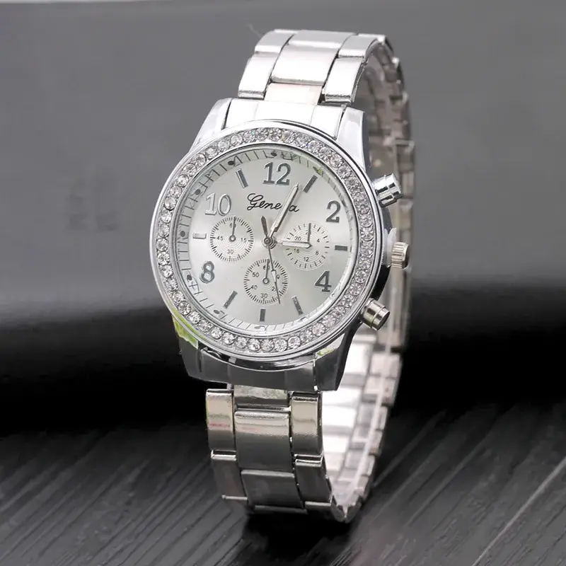 Gold Three-Eye Diamond Women's Watch Small - Image 6