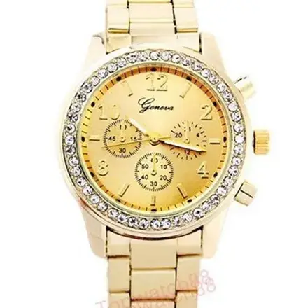 Gold Three-Eye Diamond Women's Watch Small - Image 7