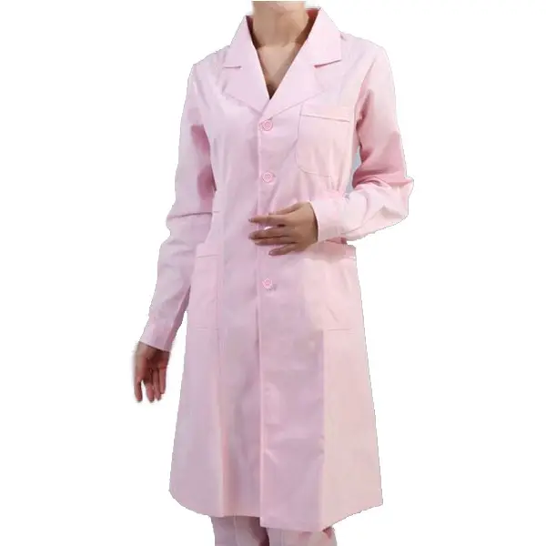 Nurse Long Sleeve Collar Lab Coat White - Image 5
