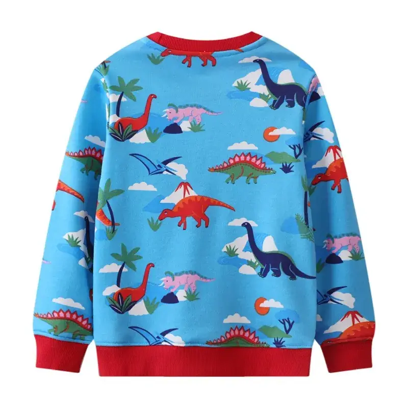 Factory Wholesale Boys Girls Dinosaur Pullover Sweater Blue - Image 3