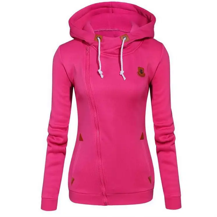 Women Grey Hooded Zipper Sweater with Orange Logo - Image 9