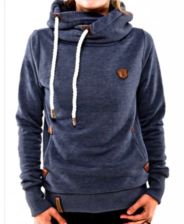 Women Grey Hooded Zipper Sweater with Orange Logo — feature 10