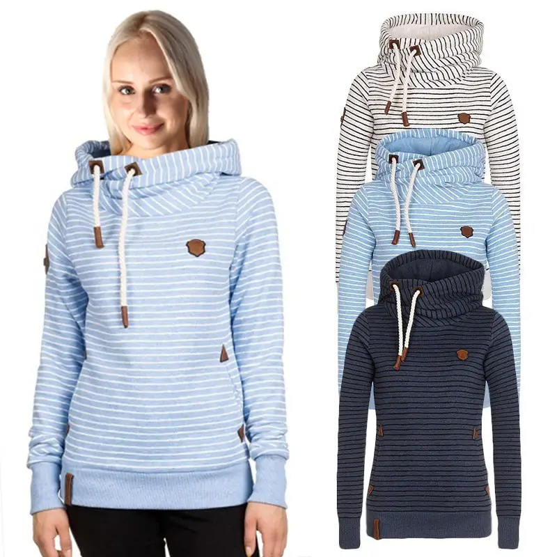 Women Grey Hooded Zipper Sweater with Orange Logo — feature 2