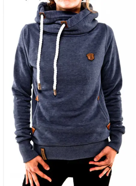 Women Grey Hooded Zipper Sweater with Orange Logo — feature 3