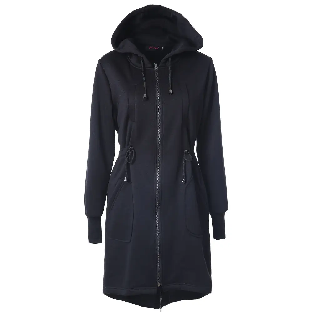 Women Grey Hooded Zipper Sweater with Orange Logo — feature 4