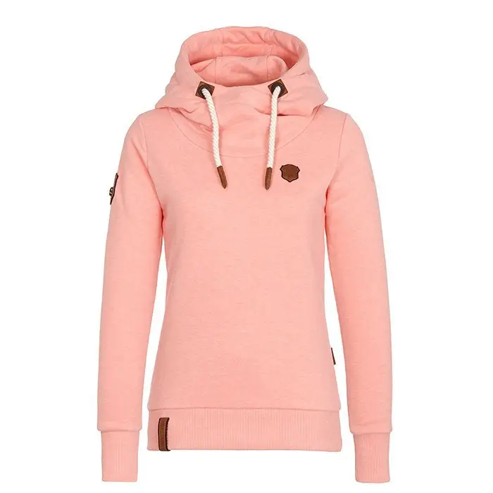 Women Grey Hooded Zipper Sweater with Orange Logo — feature 6