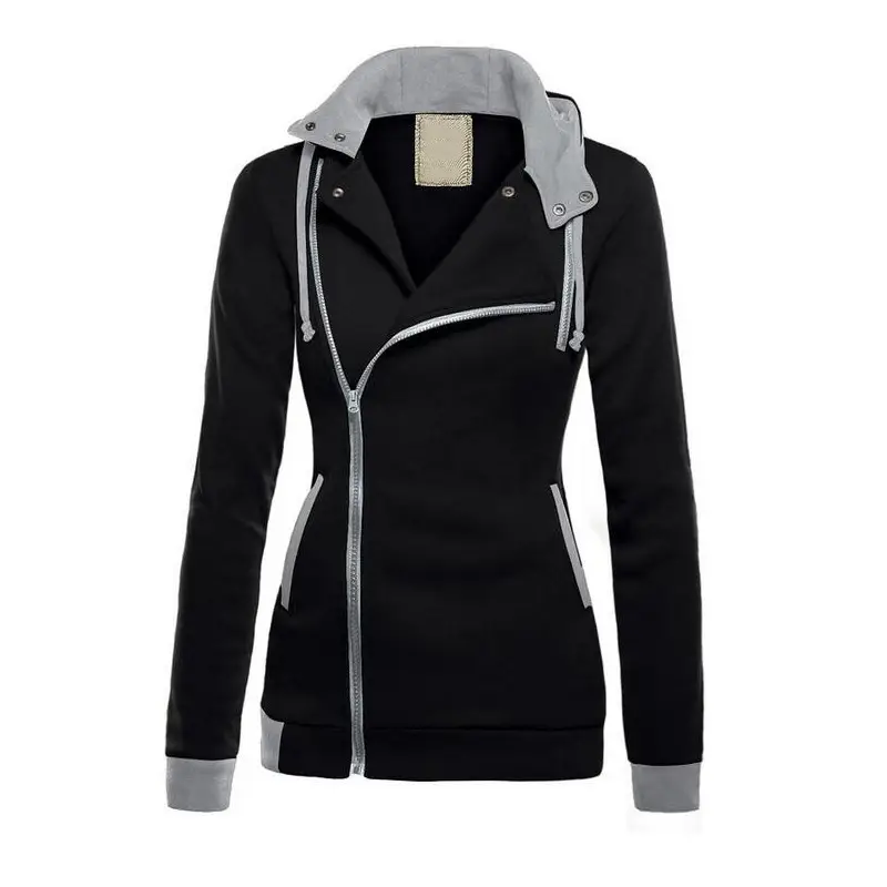 Women Grey Hooded Zipper Sweater with Orange Logo — feature 9