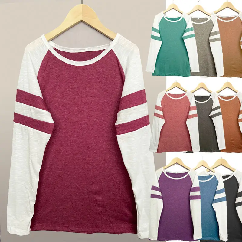 2021 Cross-Border Long Sleeve T-Shirt Red White Stripes - Image 13