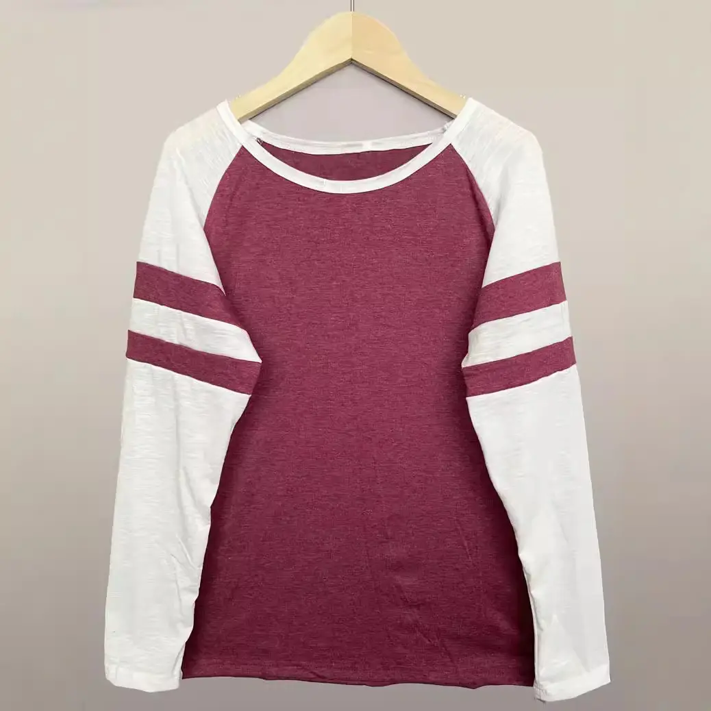 2021 Cross-Border Long Sleeve T-Shirt Red White Stripes - Image 15